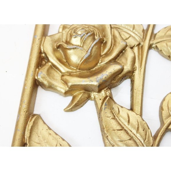 Vtg Midwest 4 Seasons Metal Set Wall Decor Plaque Metal Dogwood Rose Holly Flowe - Picture 8 of 15